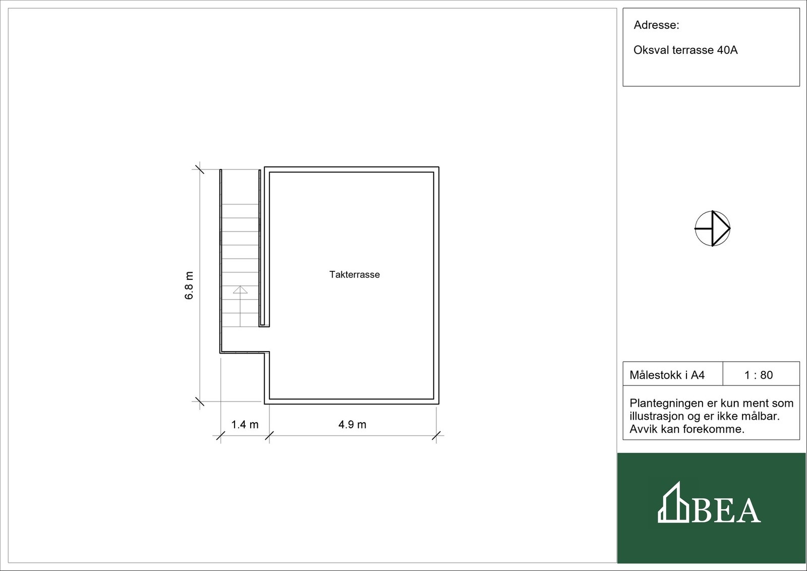 Plantegning takterrassen Galleribilde