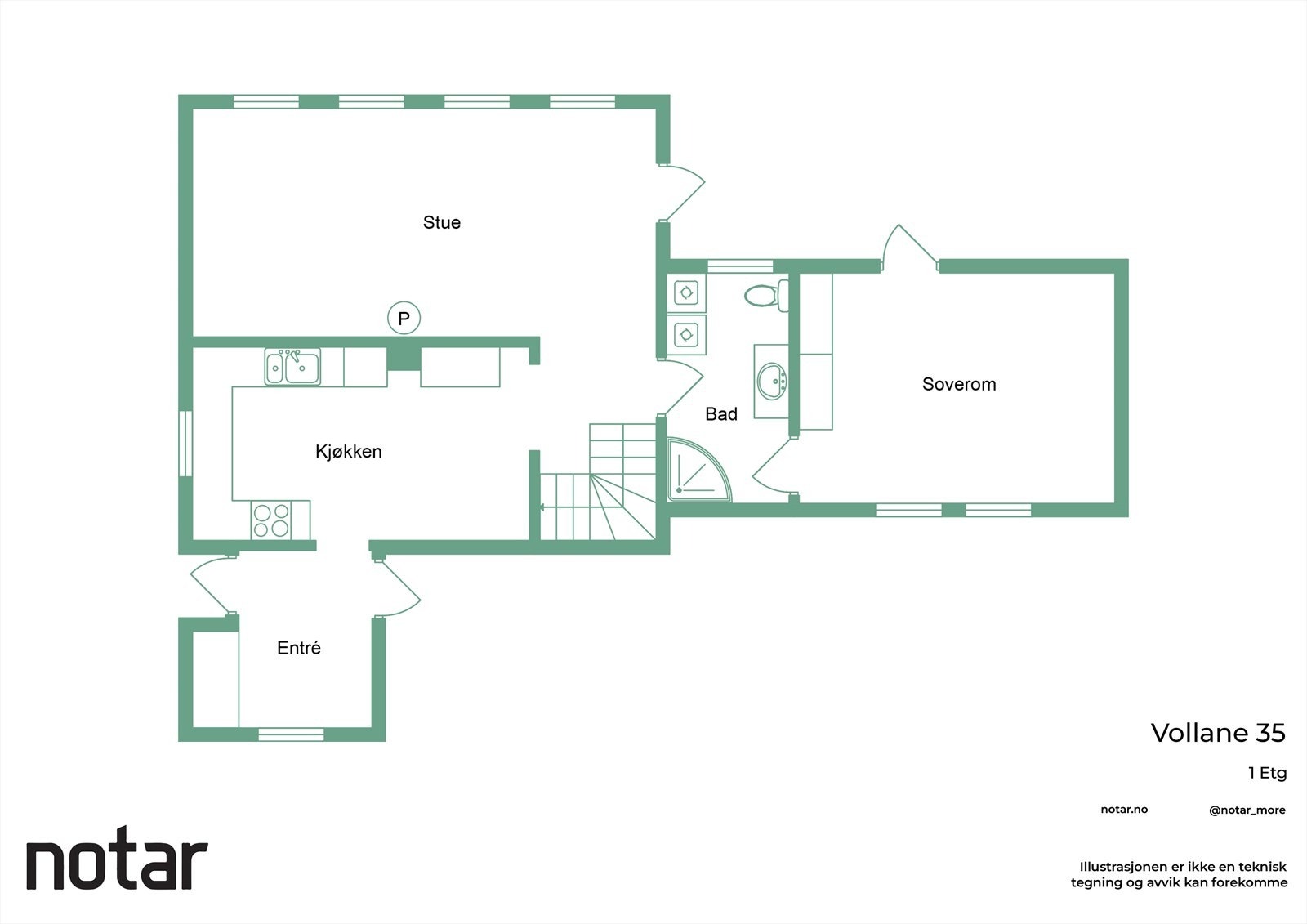 Plantegning - Hovedetasje Vollane 35 Galleribilde