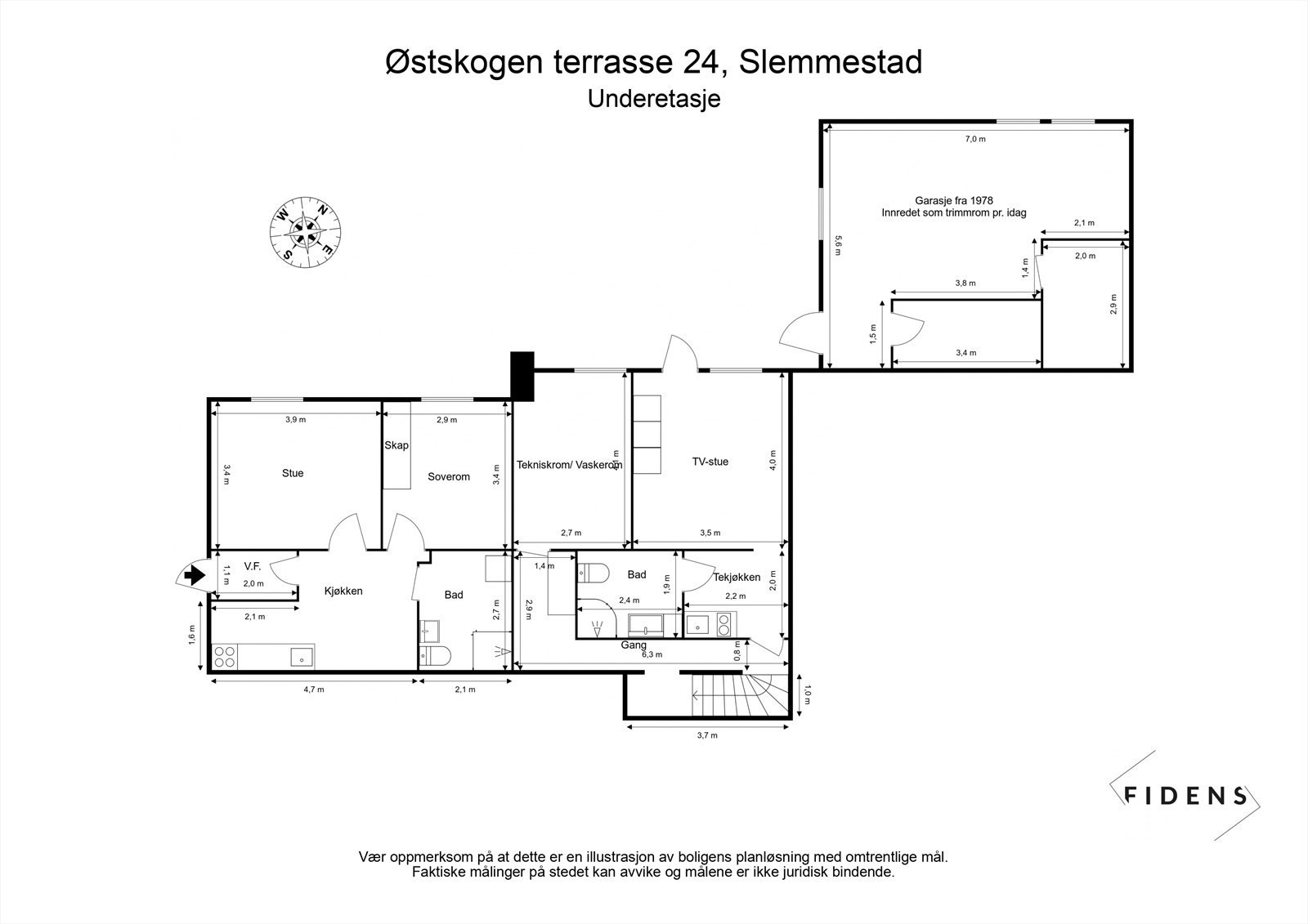 Plantegning underetasje. Galleribilde