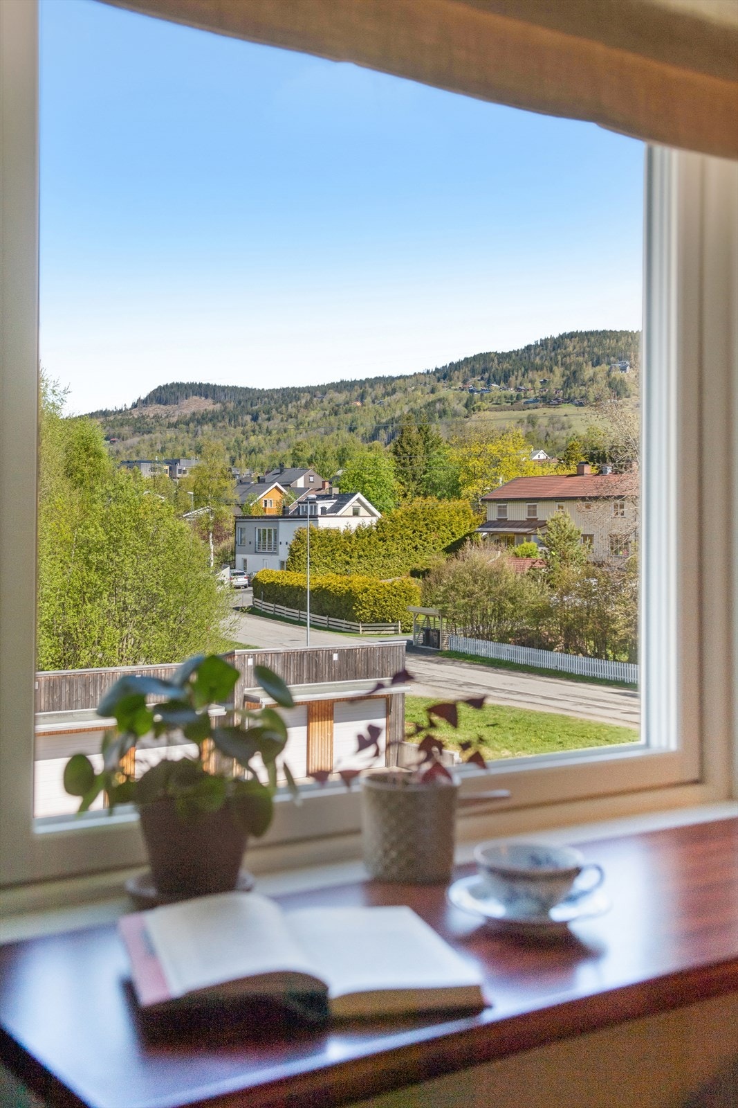 Utsikt over nærområdet fra kjøkkenvinduet. Galleribilde