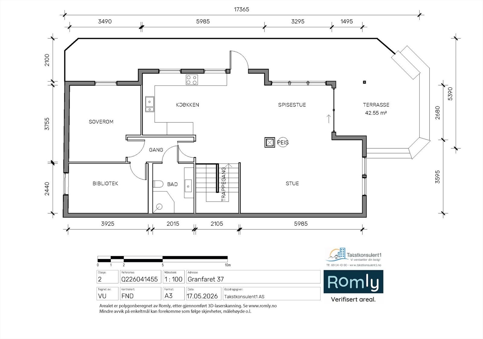 Plantegning 1. etasje. Totalt 5 soverom og 2 bad i huset Galleribilde