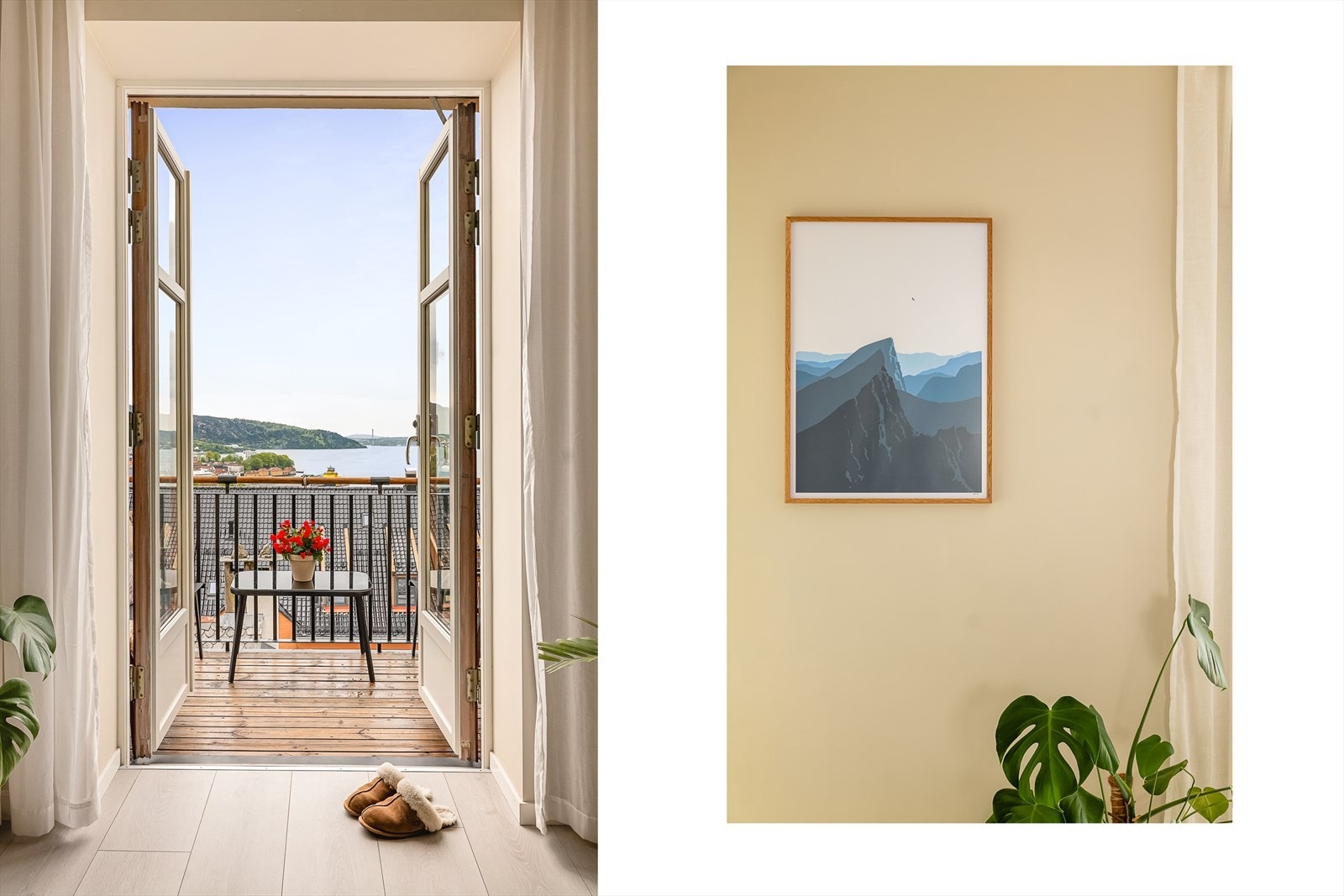 - Detaljer fra stue og den fantastiske balkongen - Galleribilde