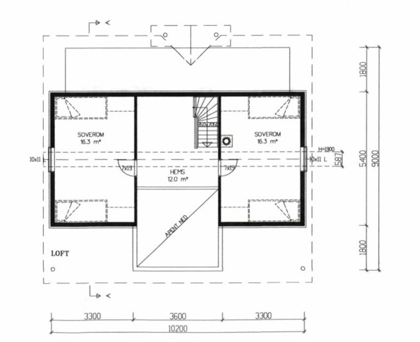 2. etg. BRA-i: 20 m² (gulvareal: 43 m²): Gang 6,6 m² (11,5 m²), soverom 6,3 m² (15,8 m²), soverom 5,9 m² (15,6 m²) Galleribilde