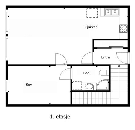 Plantegning 1.etg Galleribilde