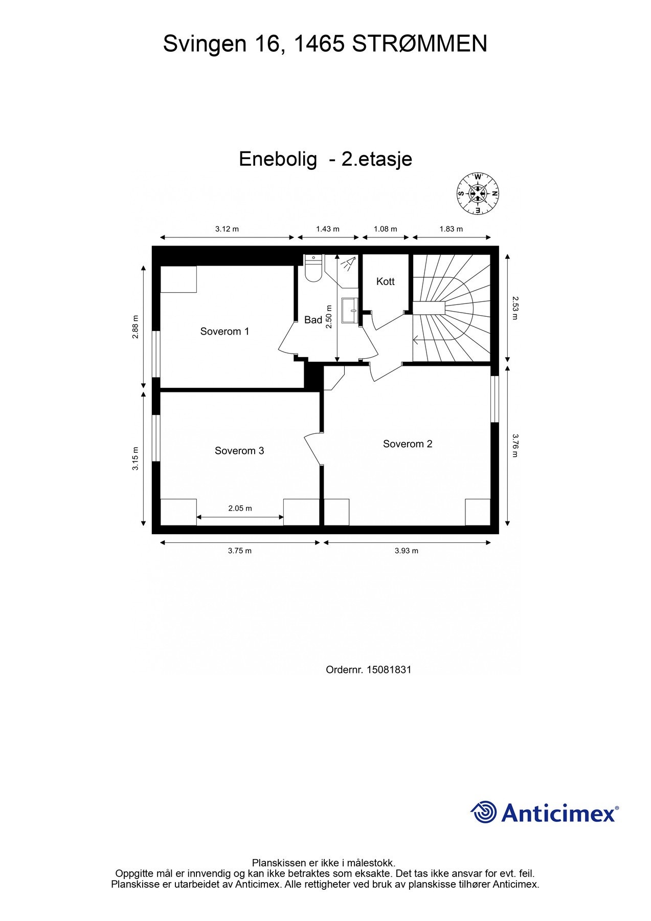 Vi legger planskissen for andre etasje her slik at du kan orientere deg før vi går videre. Galleribilde