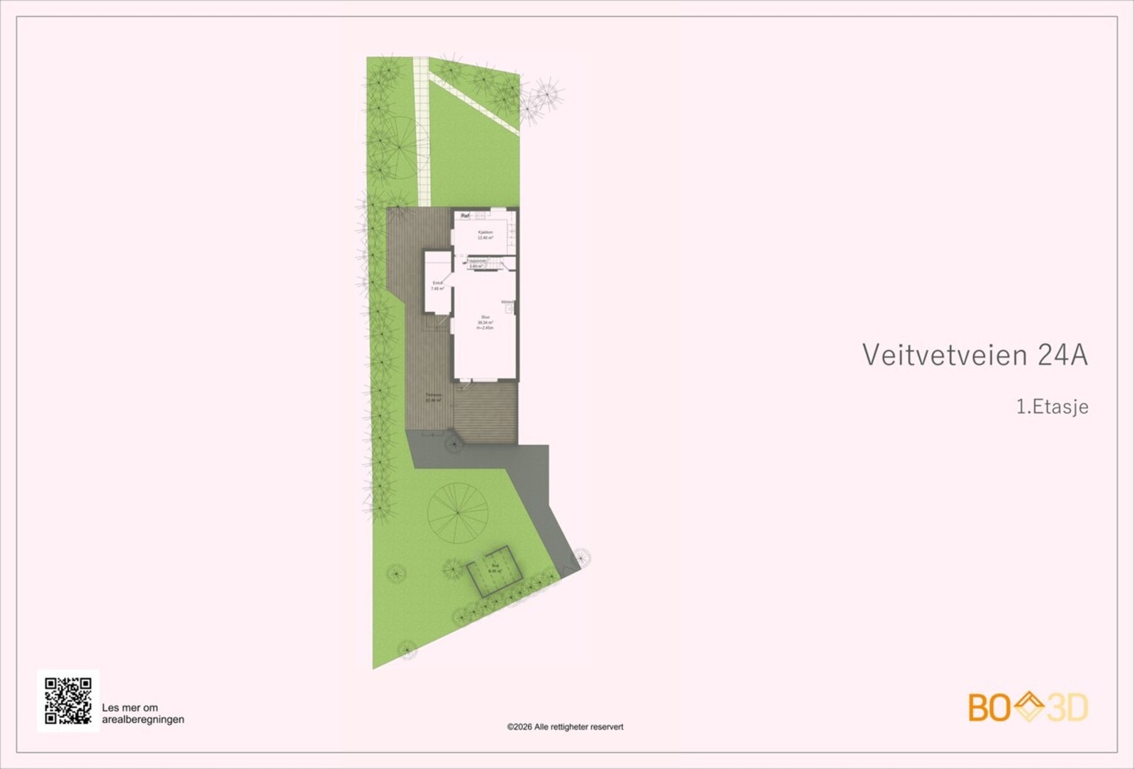 Boligen har tilgang til et stort grøntområde Galleribilde