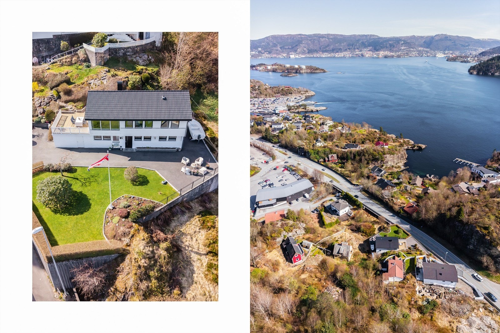 Eiendommen ligger høyt og fritt med en flott oversikt over nærområdet og sjøen. Galleribilde