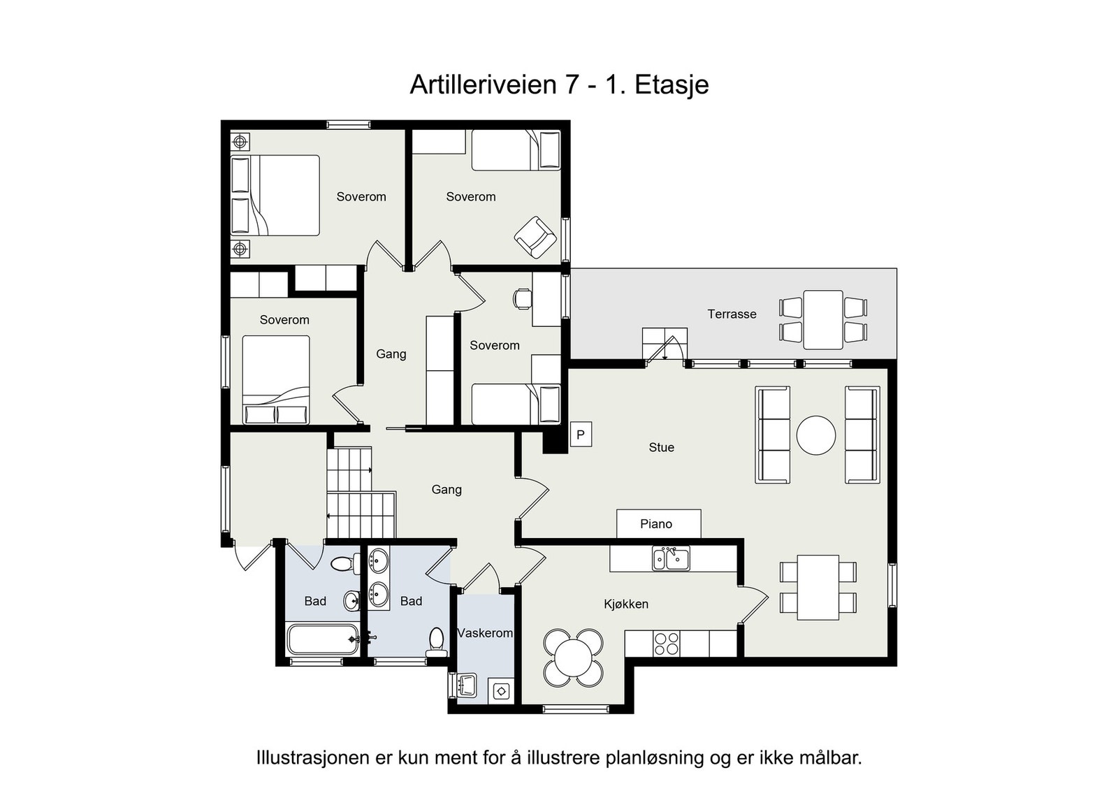 Her ser du plantegningen over 1. etasje Galleribilde