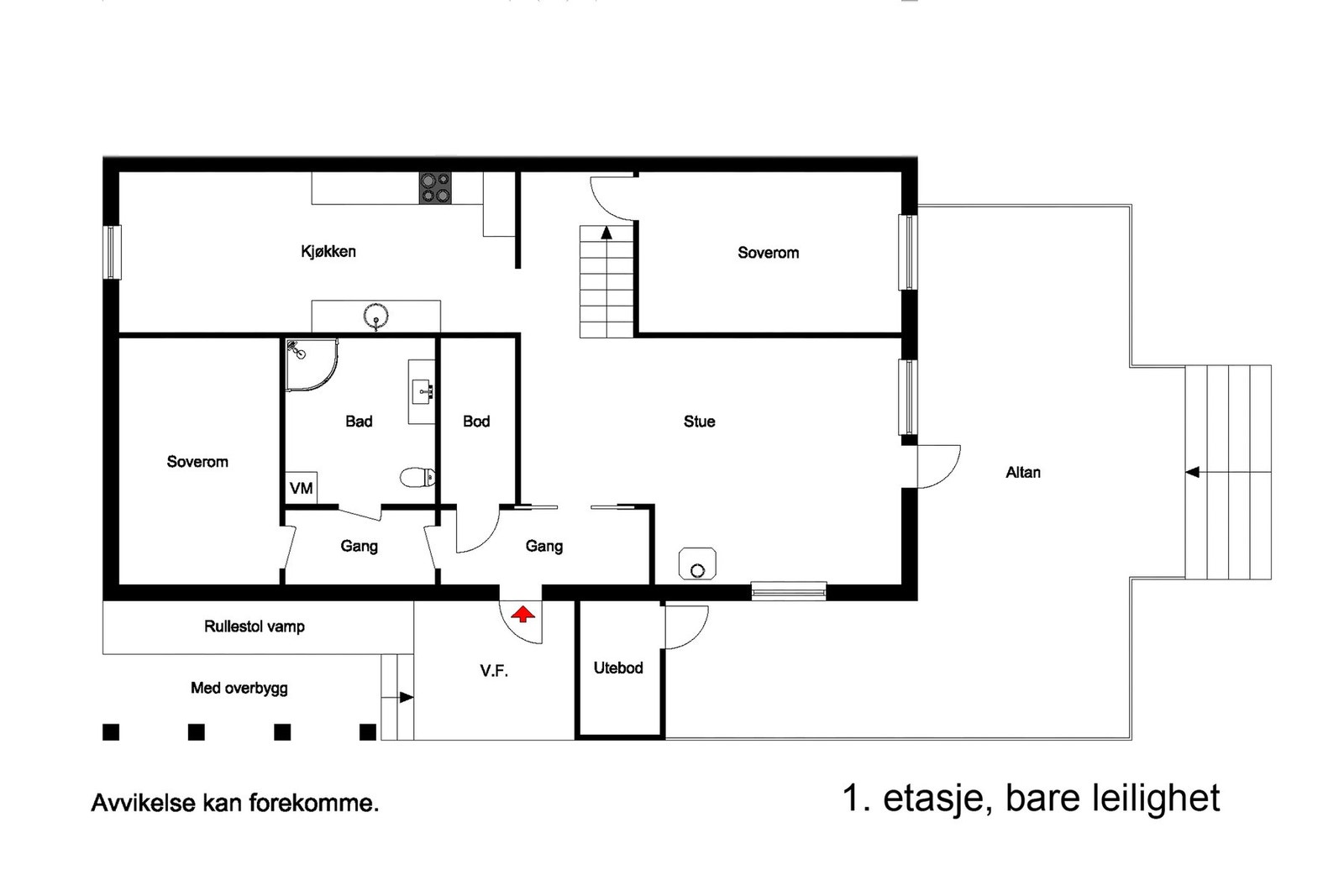 Plantegning 1 etg, boligdel Galleribilde
