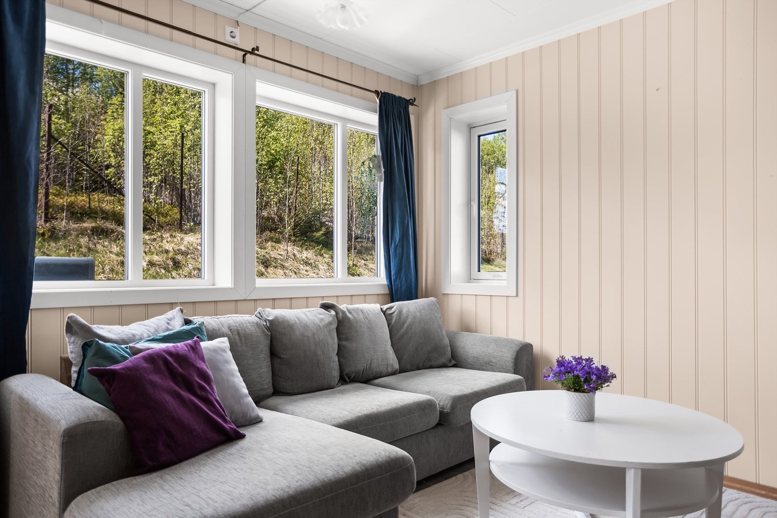 Vinduene er i tre med 2-lags isolerglass fra byggeåret 2016. Galleribilde