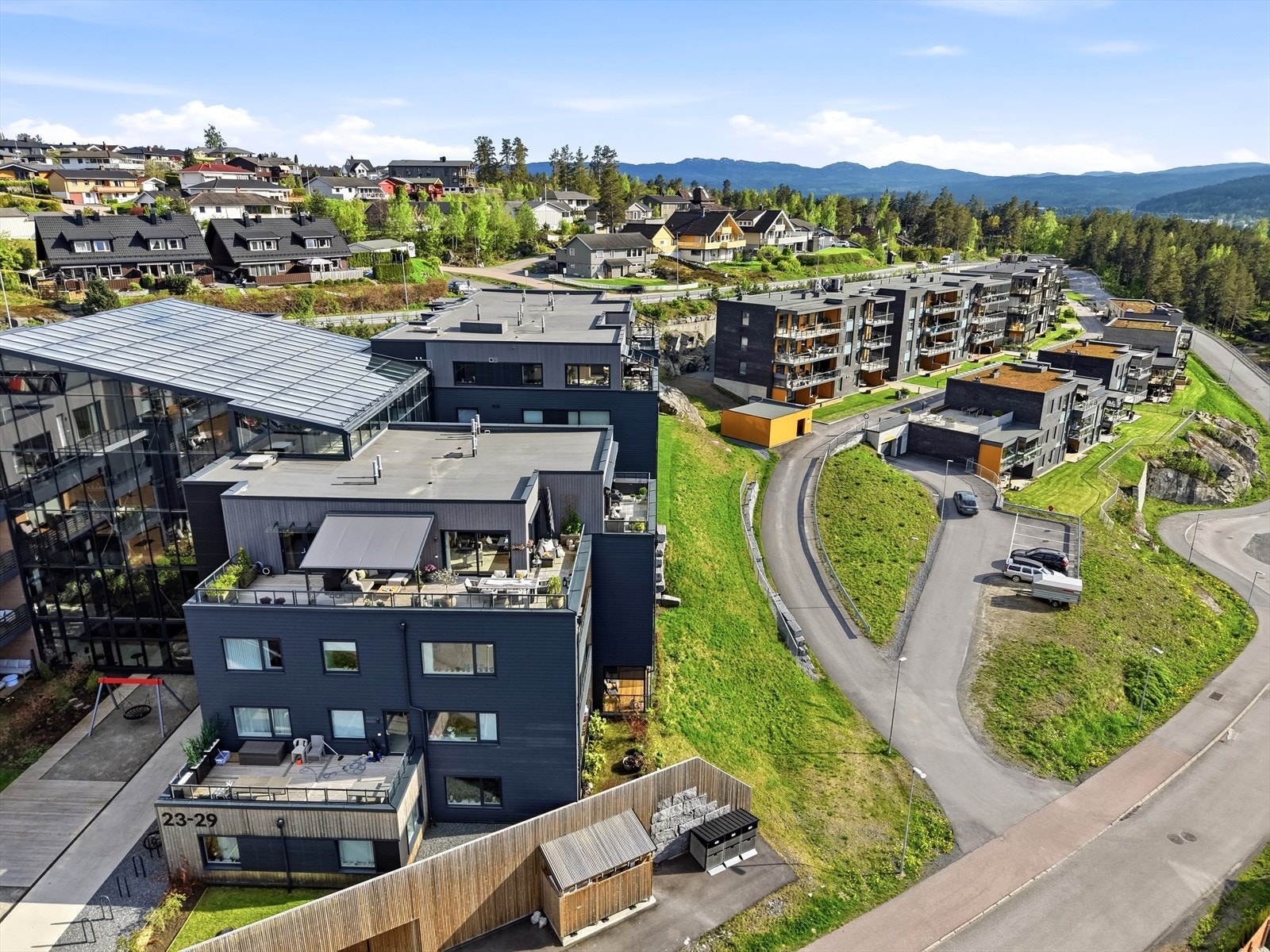Oversikt over Signaturhagen-komplekset på Gamlegrendåsen Nord. Galleribilde