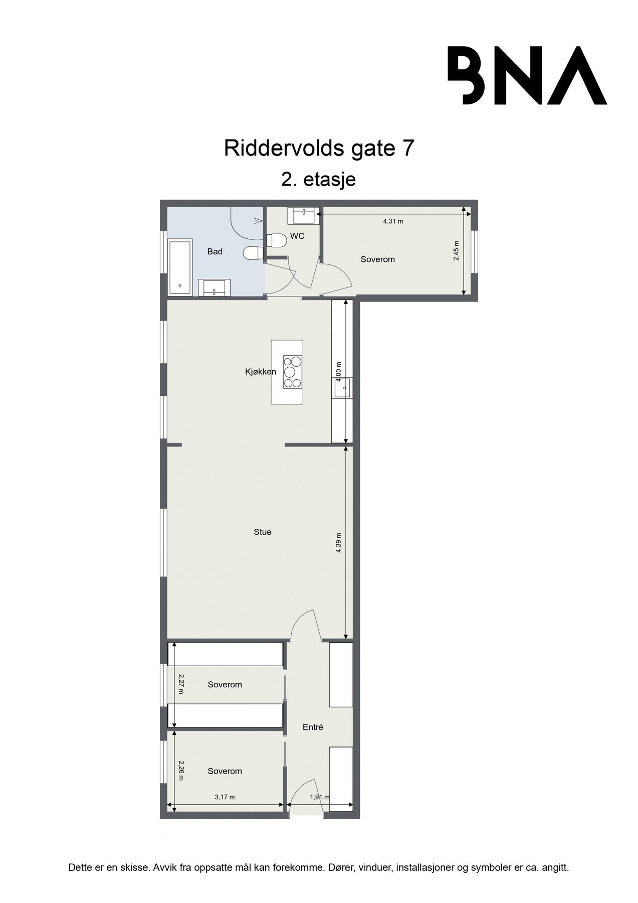 Plantegning - Leiligheten disponerer også en bod på ca. 6 kvm Galleribilde