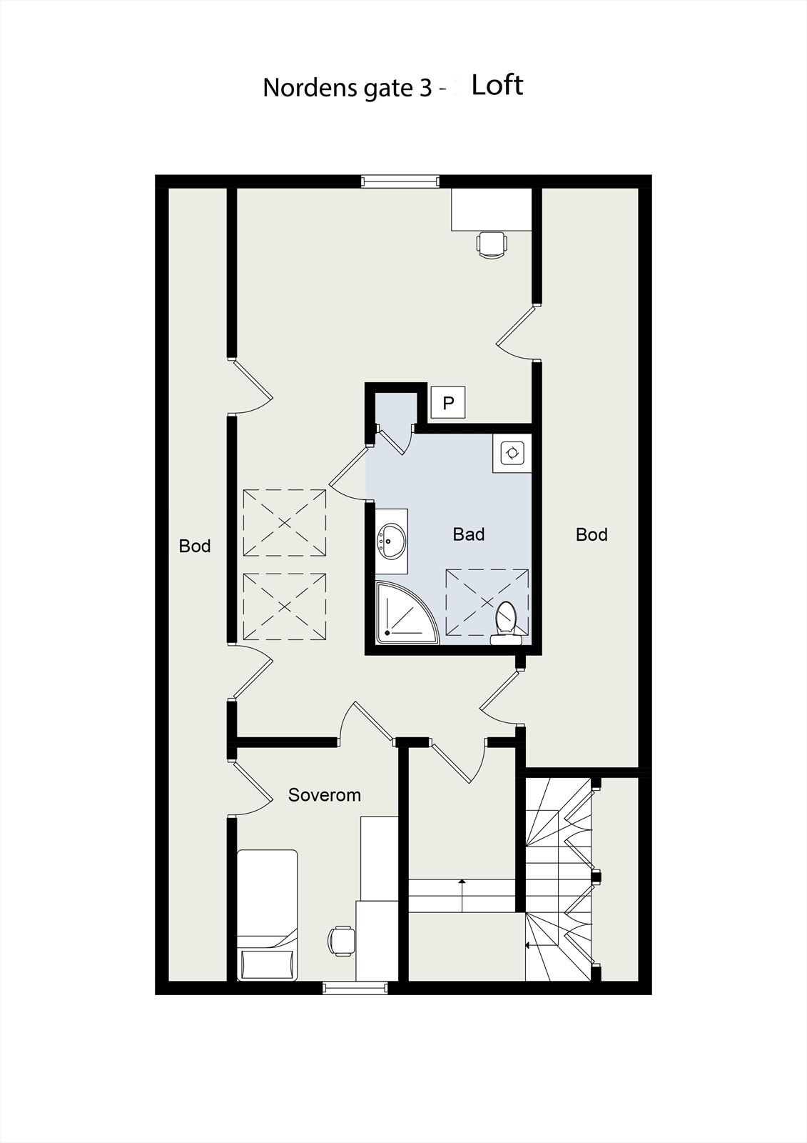 Plantegning loft. Galleribilde