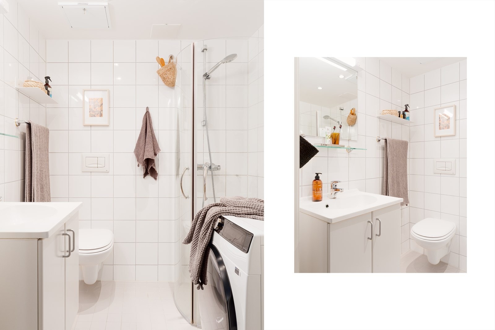 Badet er en prefabrikkert våtromskabin, en vanlig og solid løsning fra byggeperioden. Galleribilde