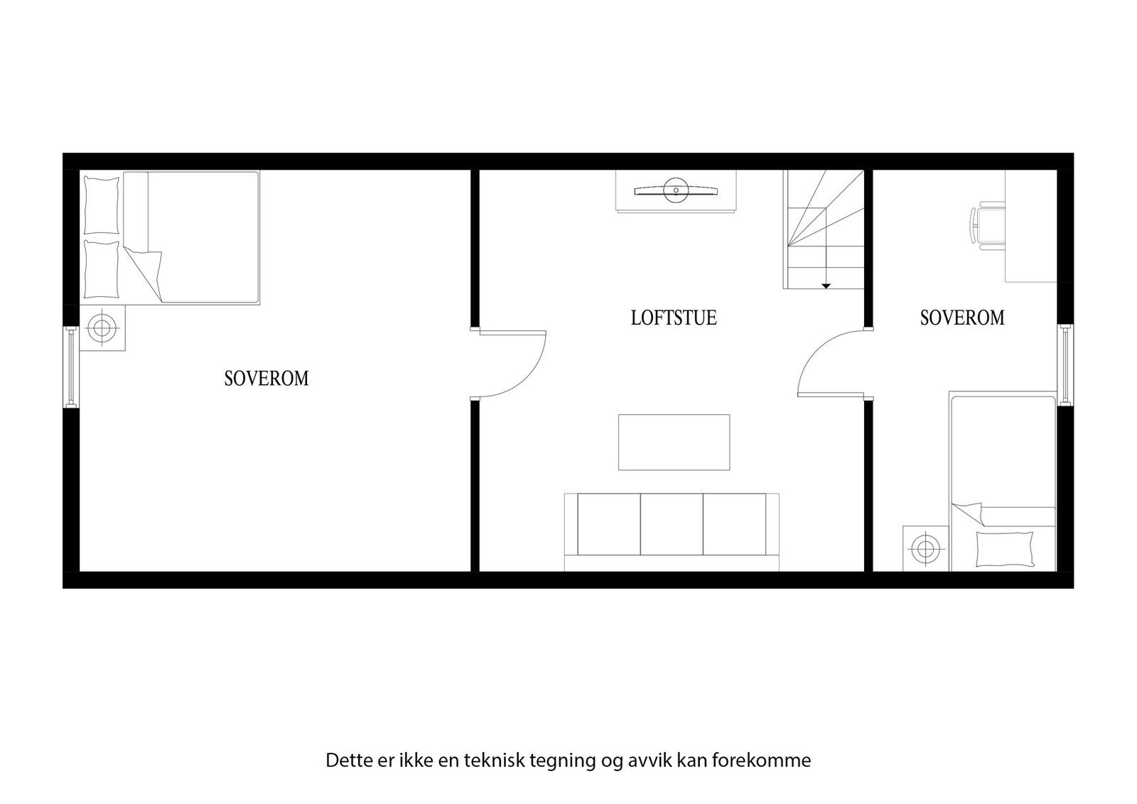 Plantegning for 2.etasje (igjen; bygningen er ikke godkjent for varig opphold) Galleribilde
