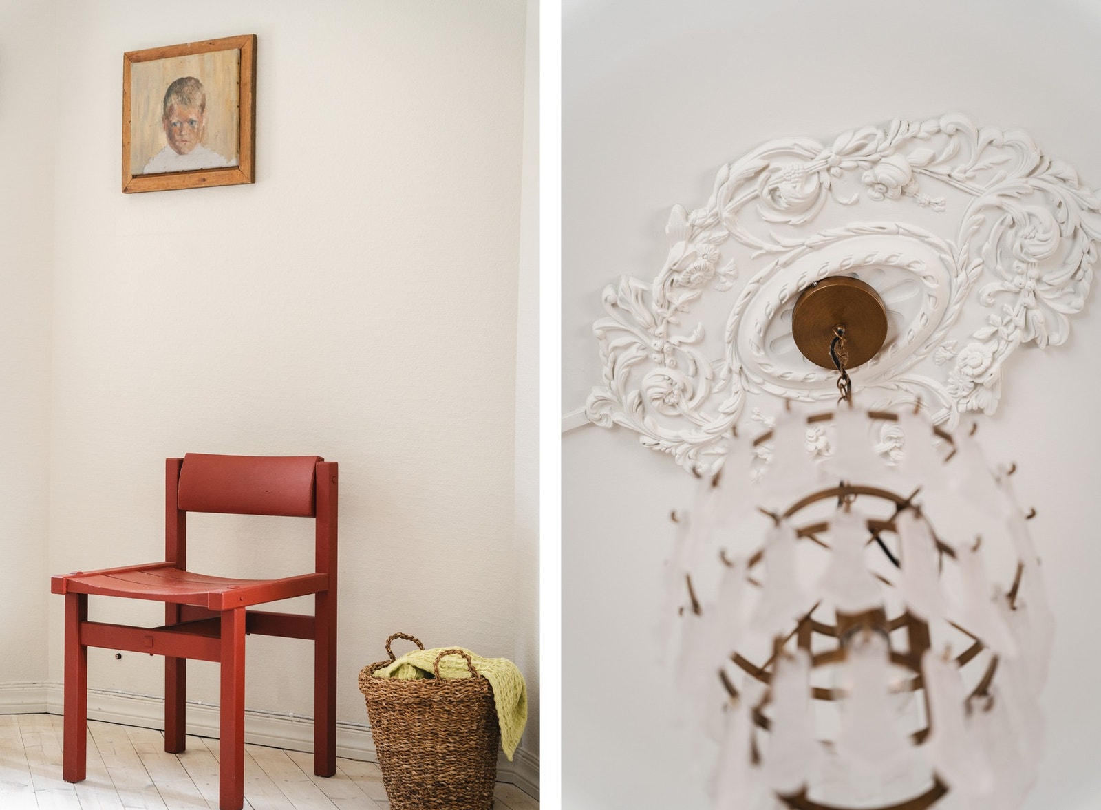 Leiligheten har et klassisk preg med rosett i tak, lekkert listeverk og 1-stavs heltre gulv. Galleribilde