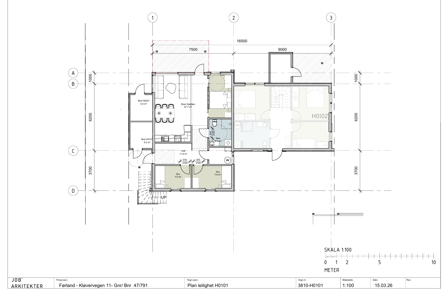006_Plantegning leilighet 1.etasje med mulighet for 2 soverom og større stue tilsvarende plantegning for 2.etasje..png Galleribilde