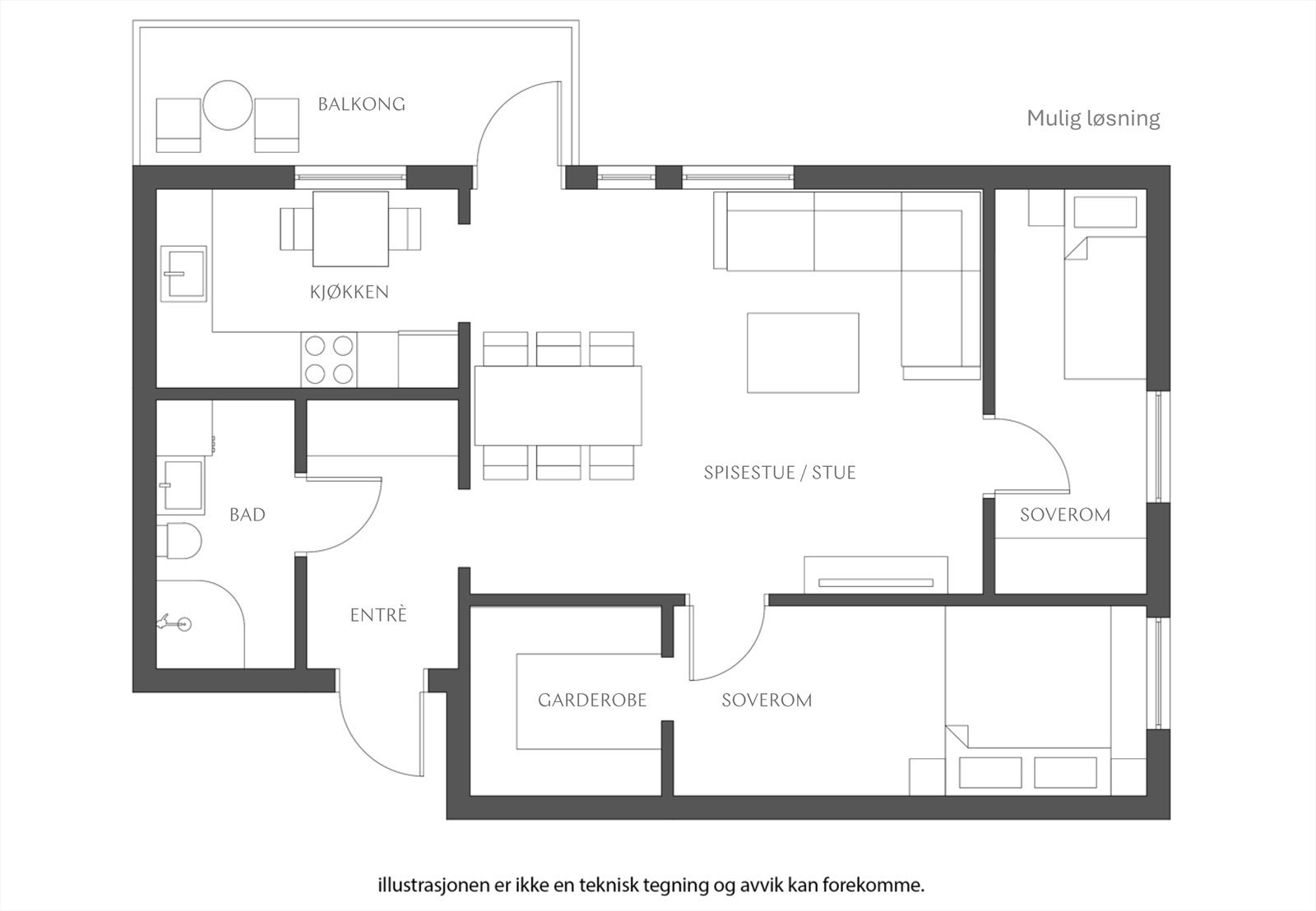 Alternativ planløsning. Galleribilde
