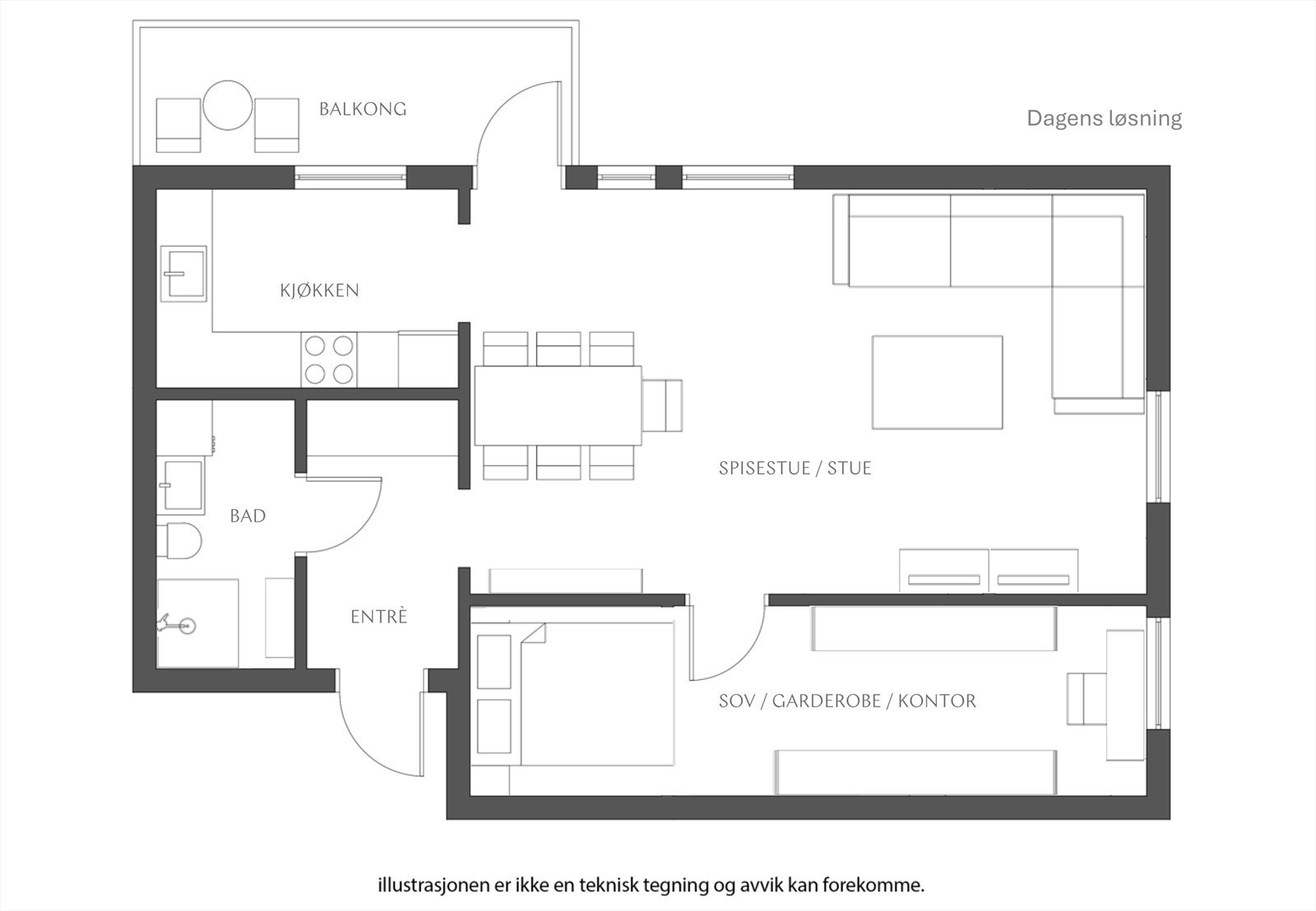 Plantegning - Dagens løsning. Galleribilde