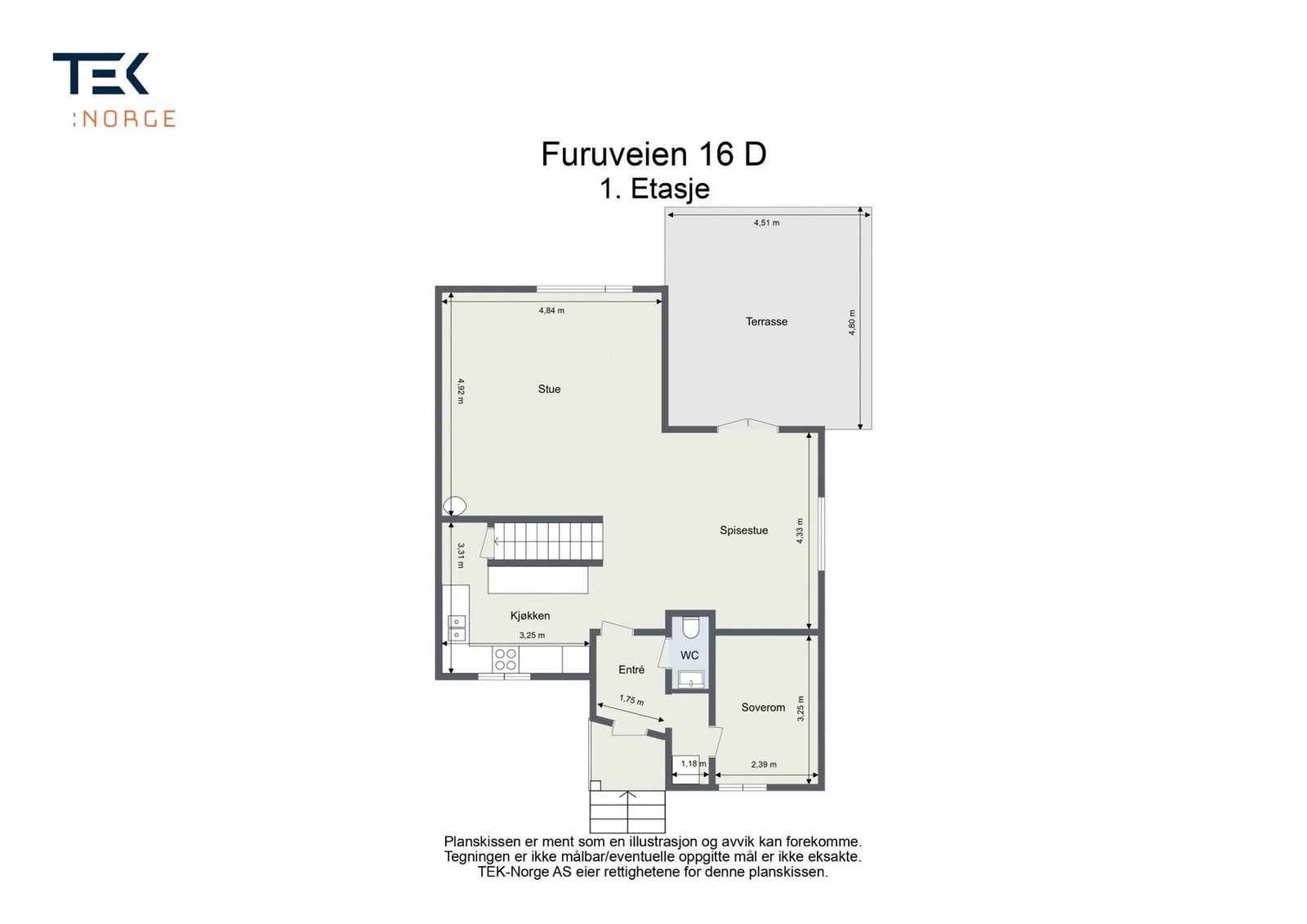 Plantegning Furuveien 16 D, 1. etasje Galleribilde