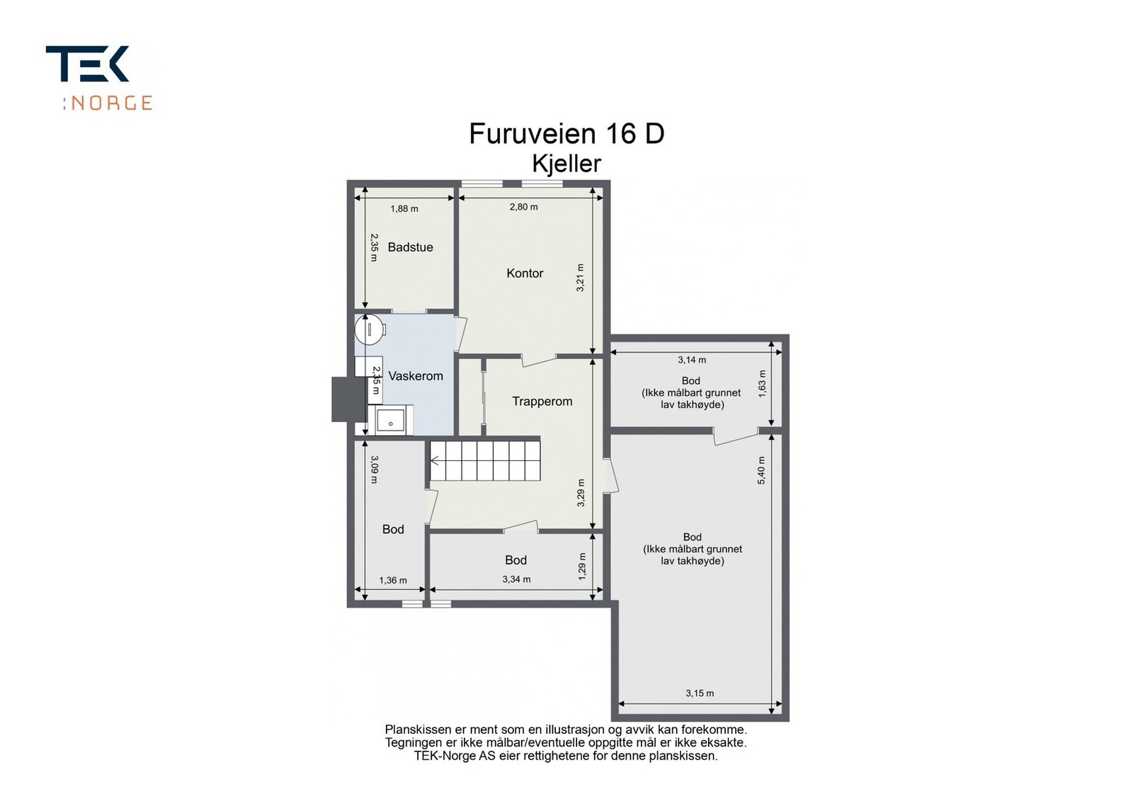 Plantegning Furuveien 16 D, Kjelleretasje Galleribilde