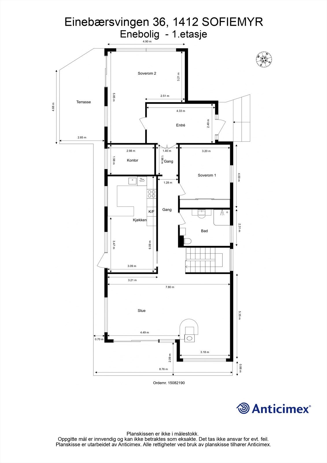 Plantegning av boligens 1.etasje. Galleribilde