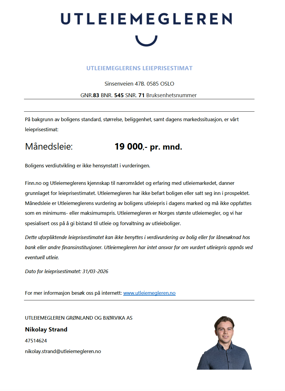 Estimerte leieinntekter på ca. 19 000,- Galleribilde