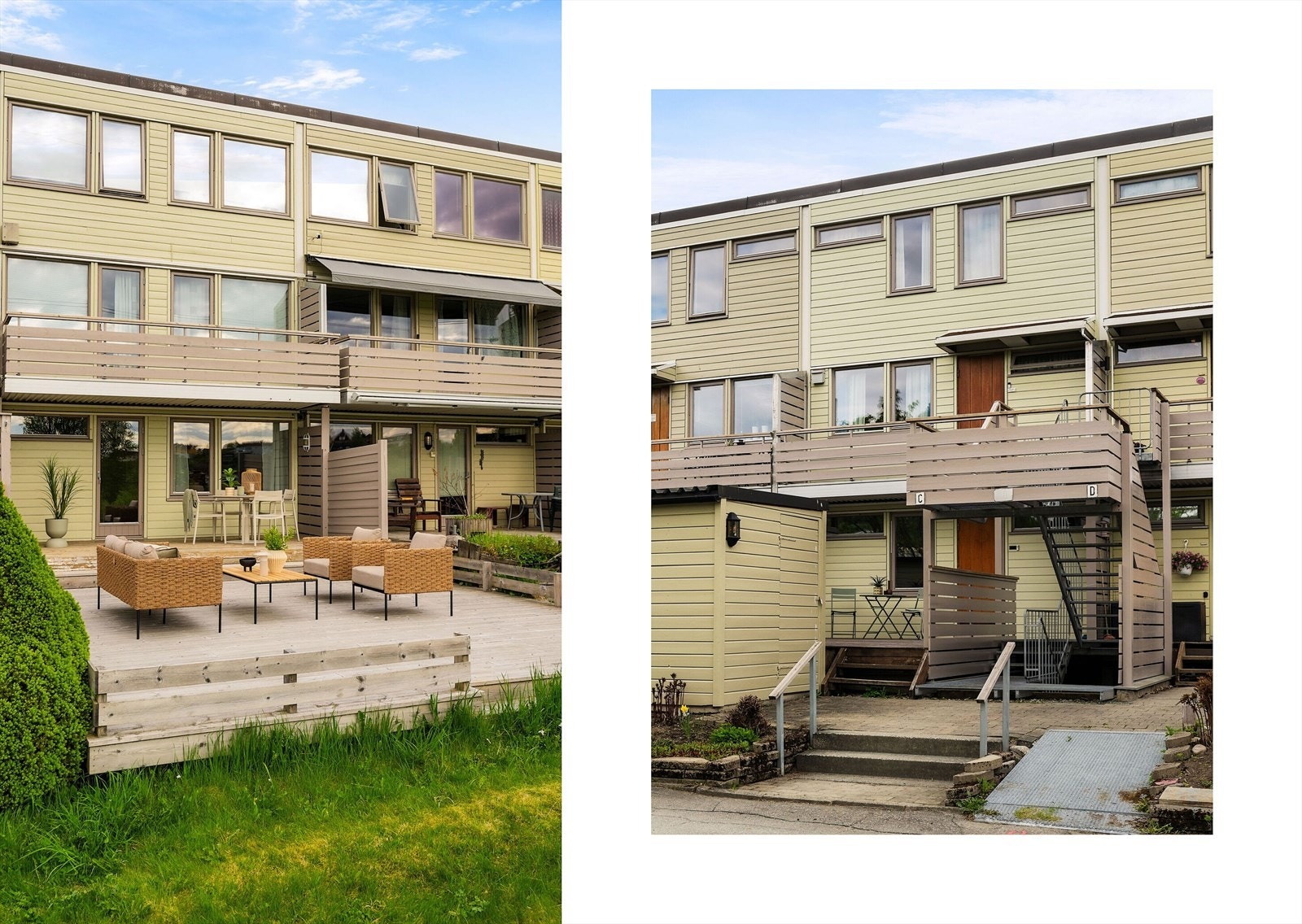 En av de fremste kvalitetene til leiligheten er uteplassene, plassert på hver side av boligen. Dette gir ypperlige solforhold og mulighet til å følge solen gjennom hele dagen. Galleribilde