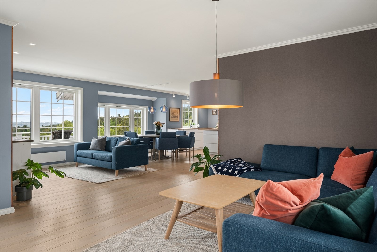 Stuen er praktsik utformet for naturlige inndelinger av forskjellige soner. Galleribilde