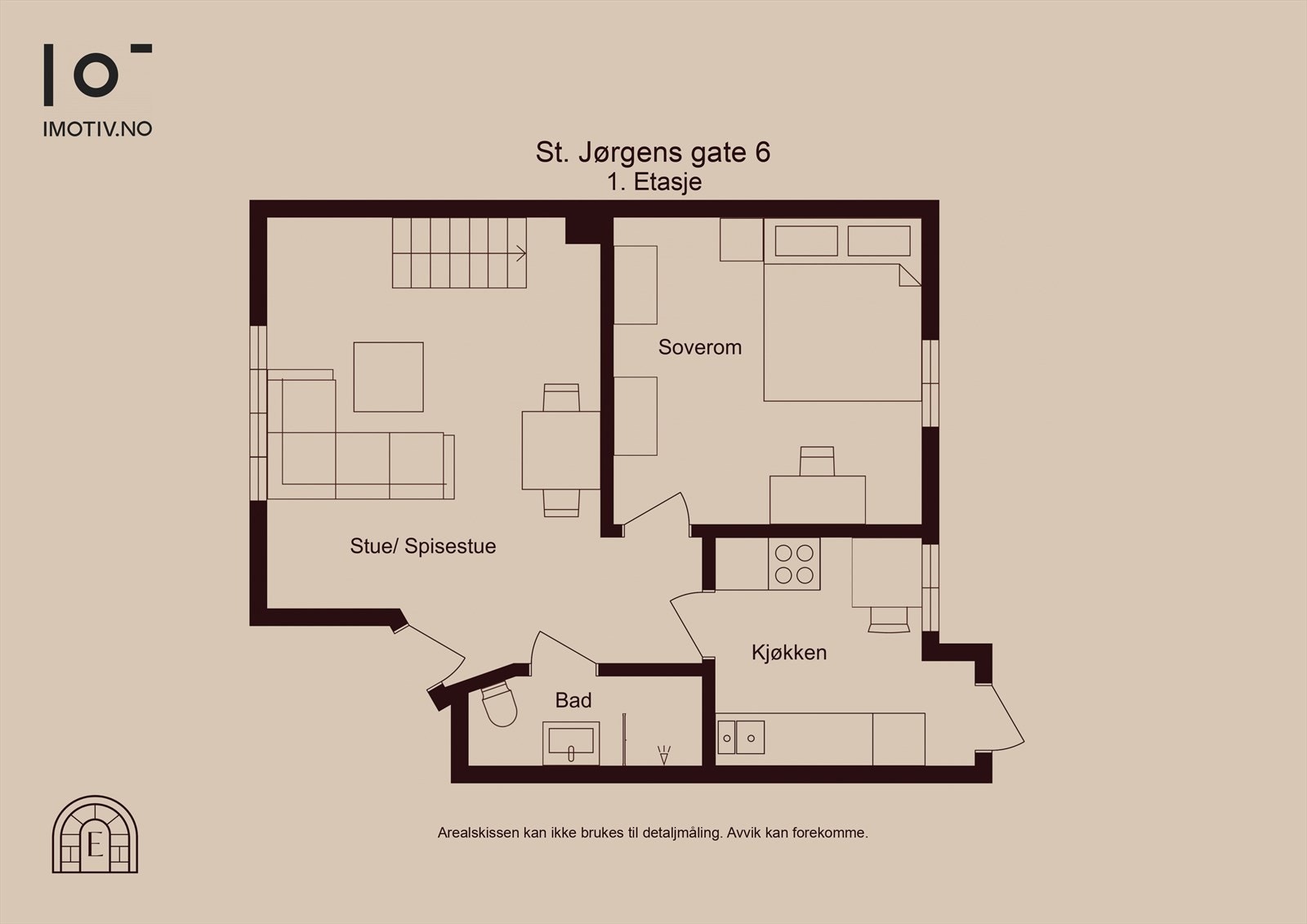 - Plantegning. Merk at leiligheten har et totalt gulvareal på 44 m² - Galleribilde