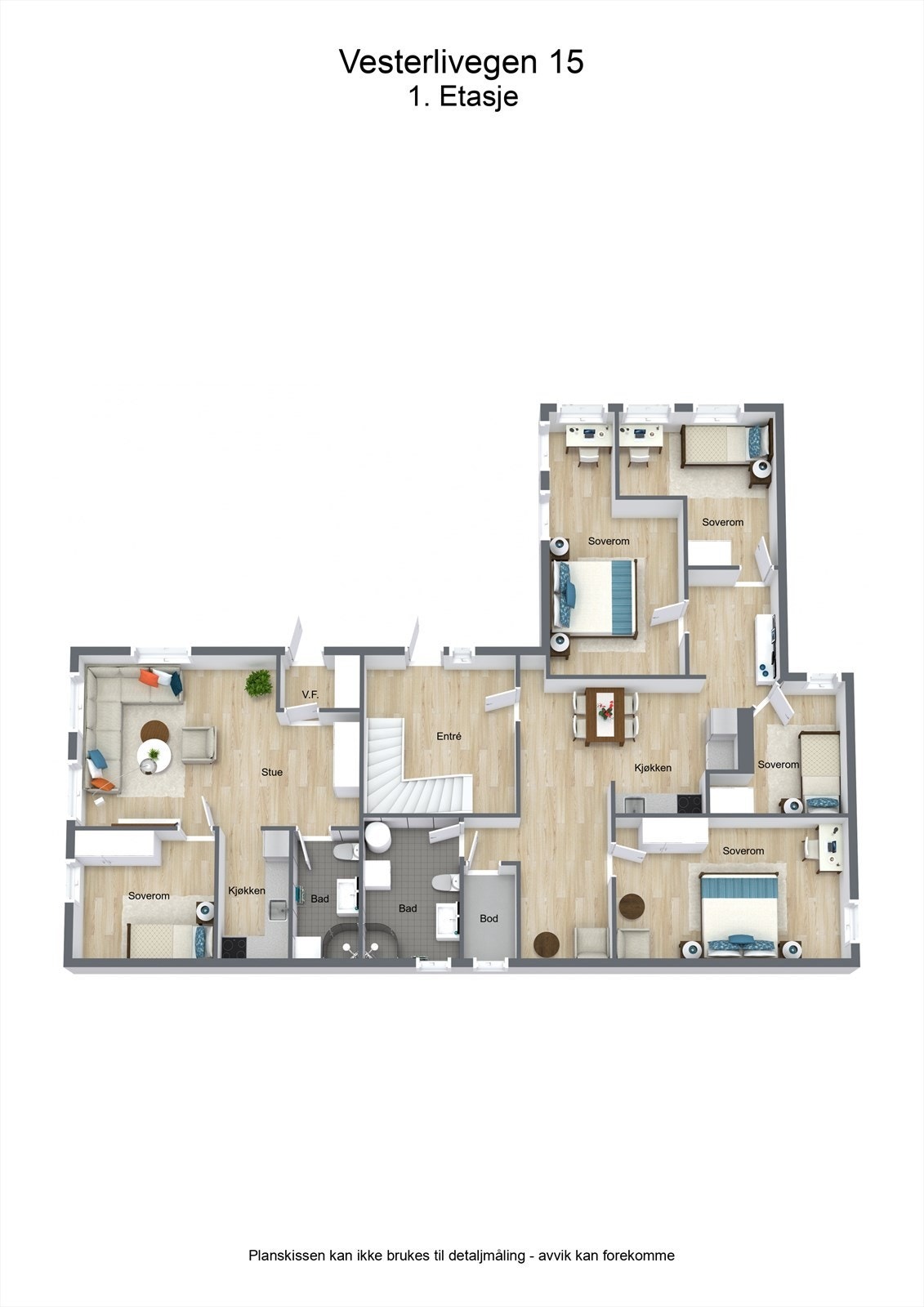 Plantegning - 3D - 1. Etasje Galleribilde