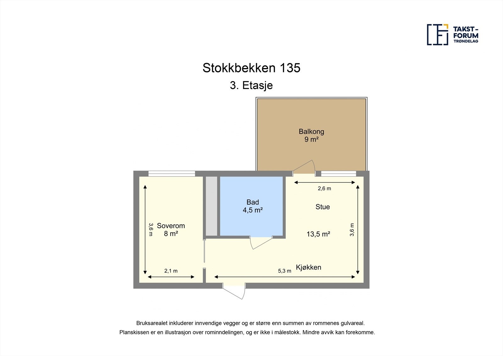 Planskisse for leiligheten i 3.etasje. Galleribilde