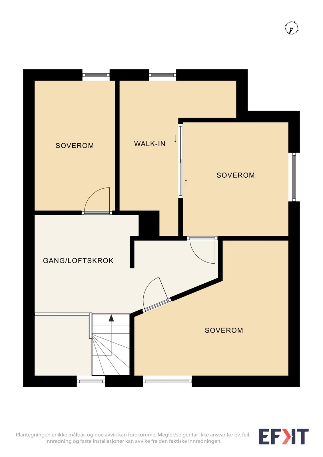 Plantegning av boligens loftsetasje. Galleribilde