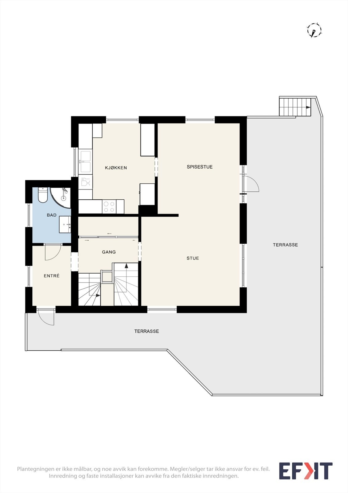 Plantegning av boligens hovedetasje (1. etasje). Galleribilde