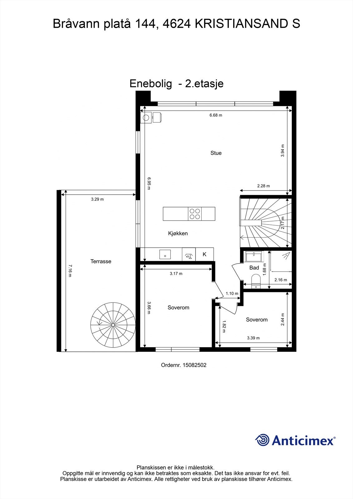 2.Etasje - 2D plantegning med mål Galleribilde