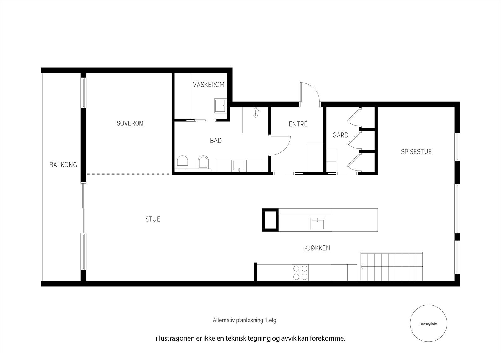 Alternativ plantegning for 2. etasje. Galleribilde