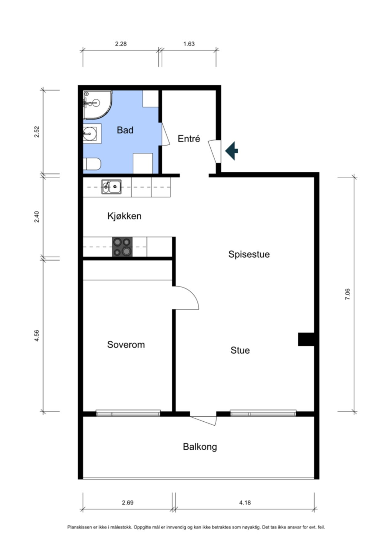 Planskisse fra bygningssakskyndig. Galleribilde
