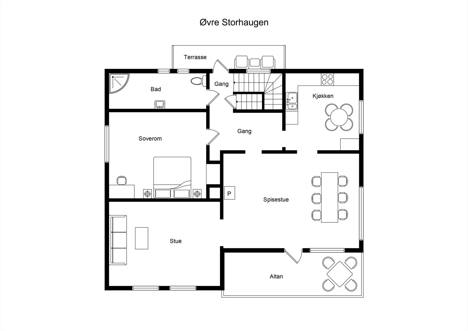 Planløsning hovedetasje. Galleribilde