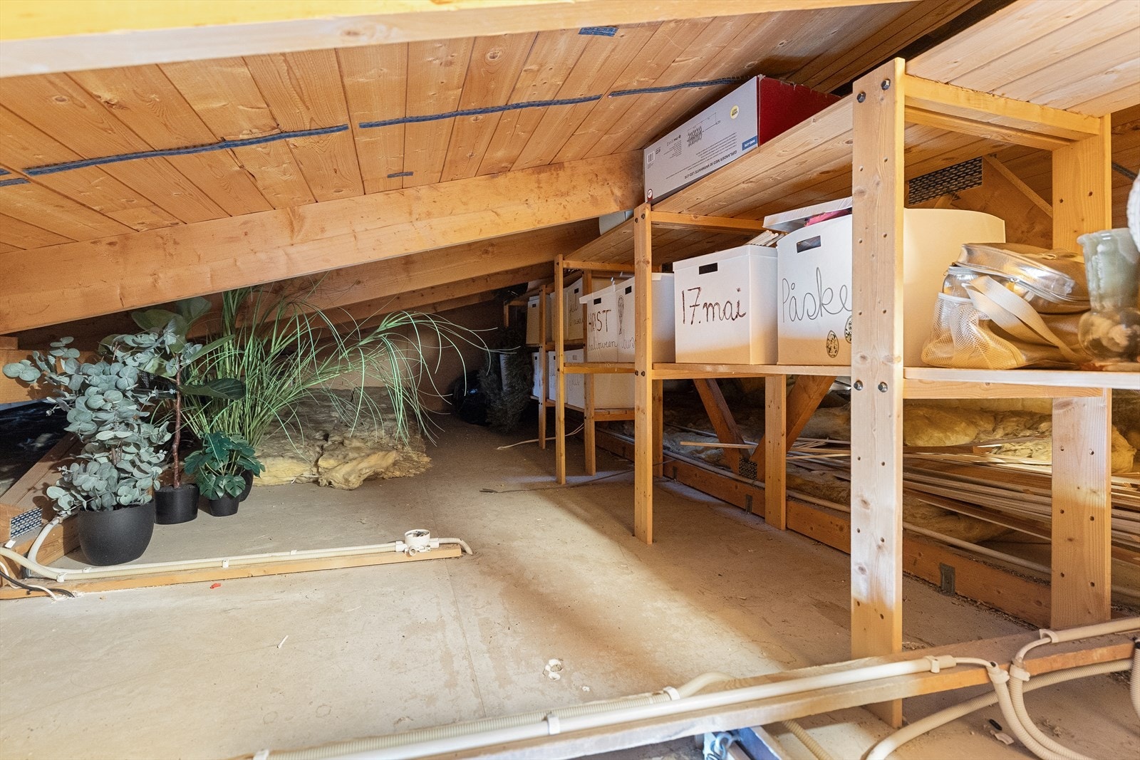 Uinnredet loft med lagringsmuligheter. Galleribilde