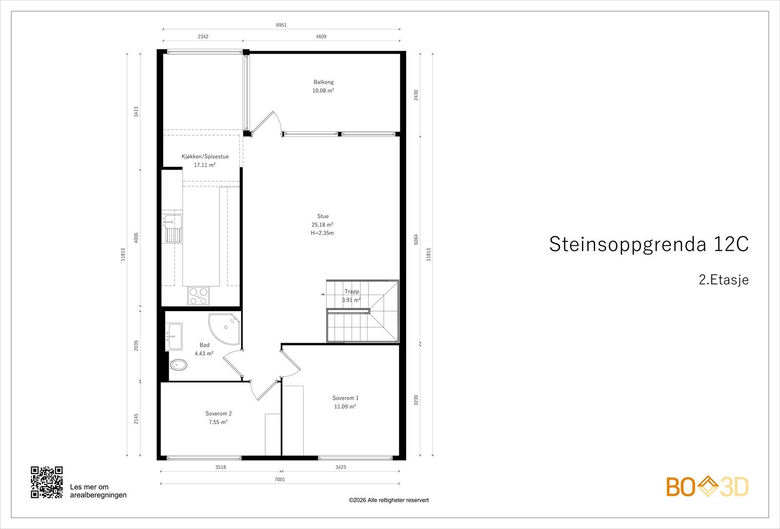 Steinsoppgrenda 12C - 2. Etasje. Galleribilde