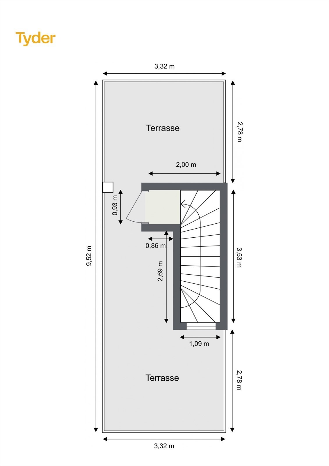 Plantegning takterrasse Galleribilde