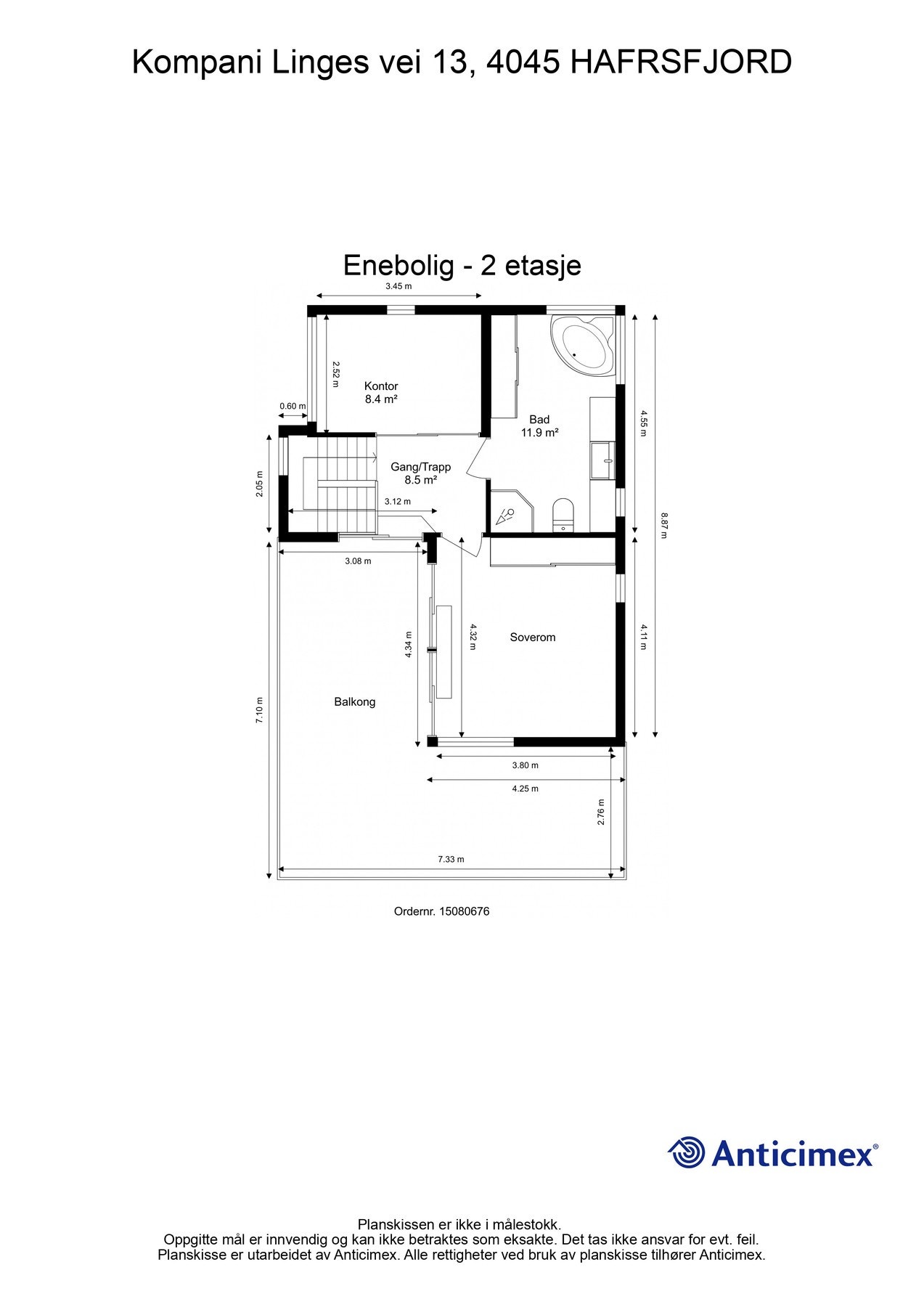 Plantegning 3.etg. - Kan avvike fra de faktiske forhold Galleribilde