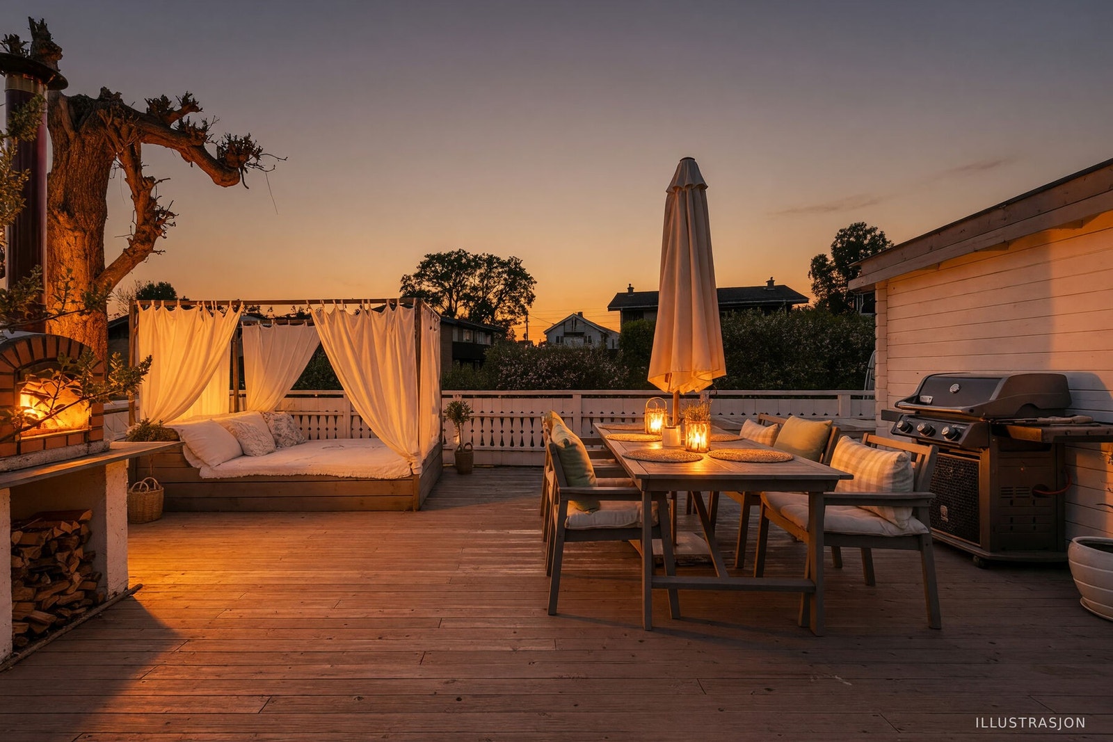 Terrasse i hagen. Kunne vært i Marbella. Galleribilde