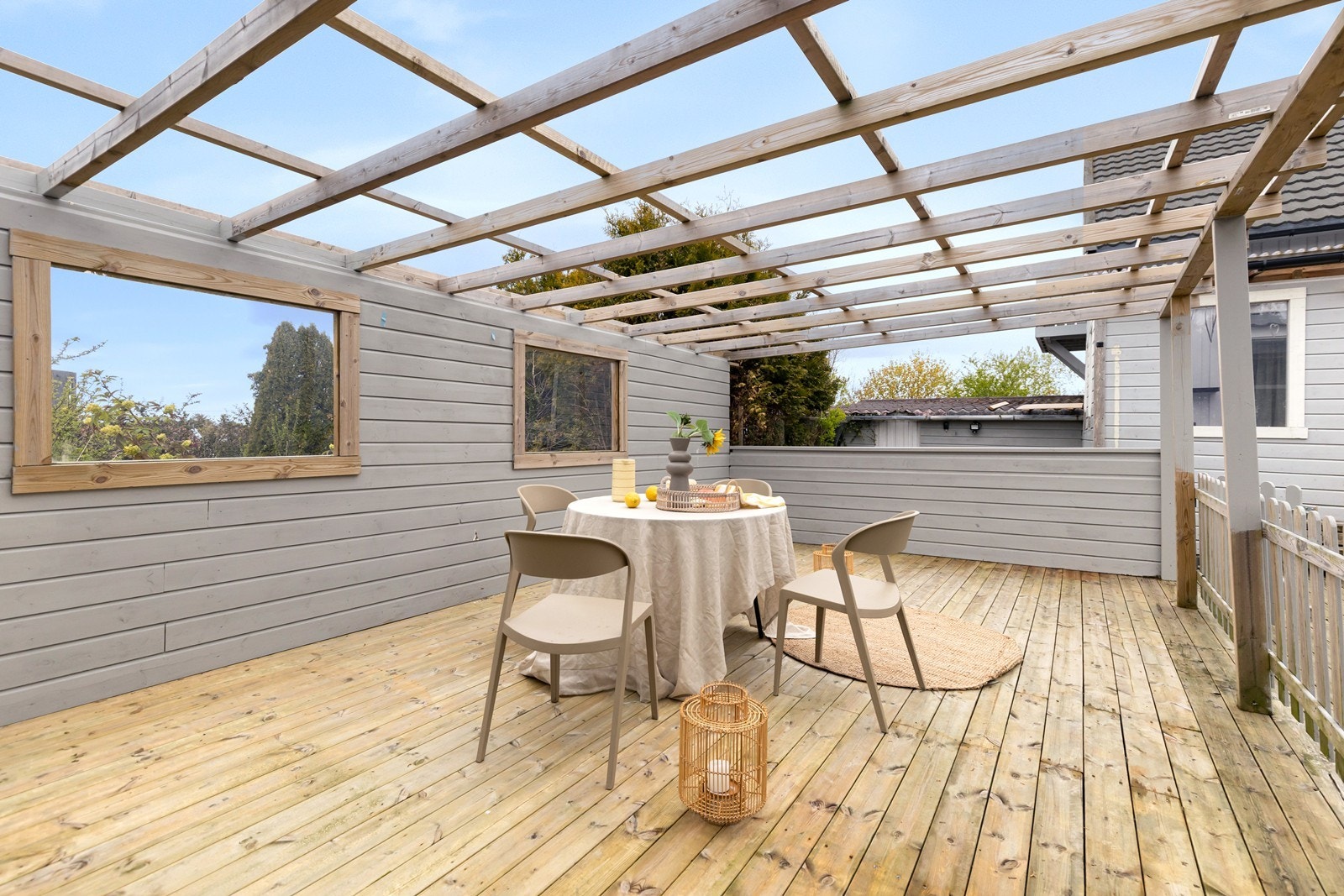 Stor terrasse med pergola Galleribilde