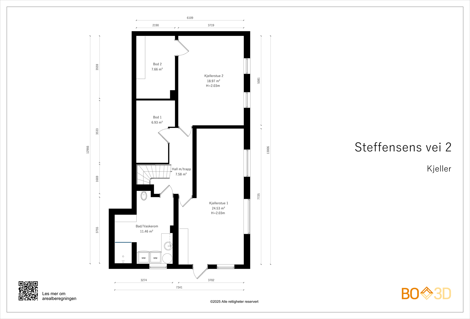 Kjelleren inneholder to kjellerstuer, et moderne bad/vaskerom, to boder og har egen utgang. Galleribilde