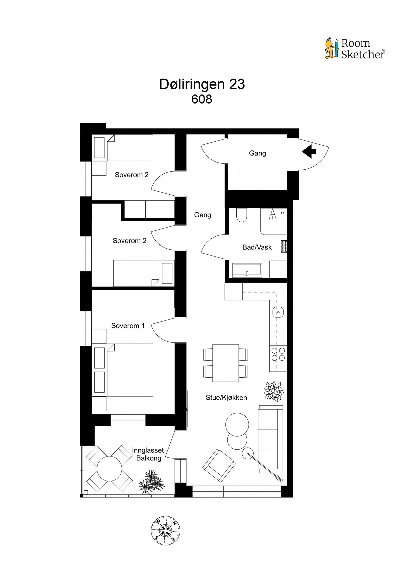 Plantegning - leilighet M604 Galleribilde