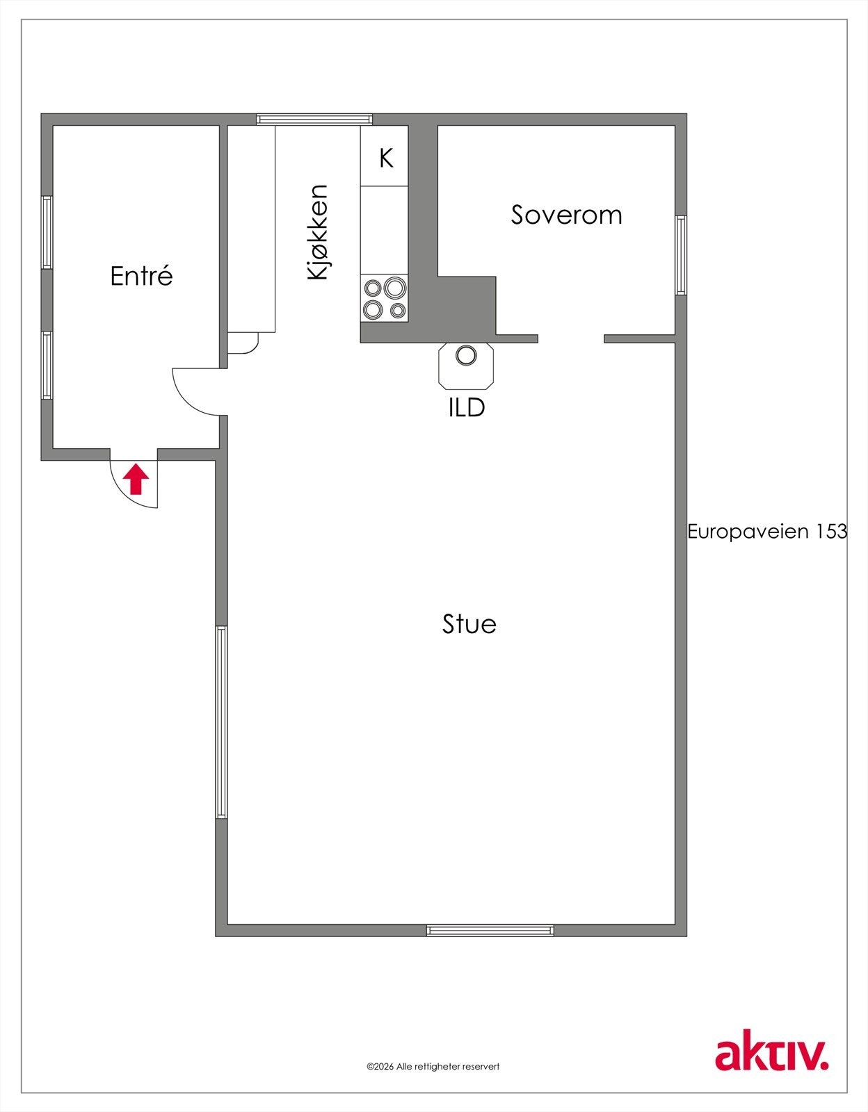 Planskisse av hytte. Galleribilde