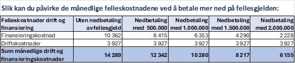 Mulighet for nedbetaling av fellesgjeld (IN) - Leilighet B-405 Galleribilde