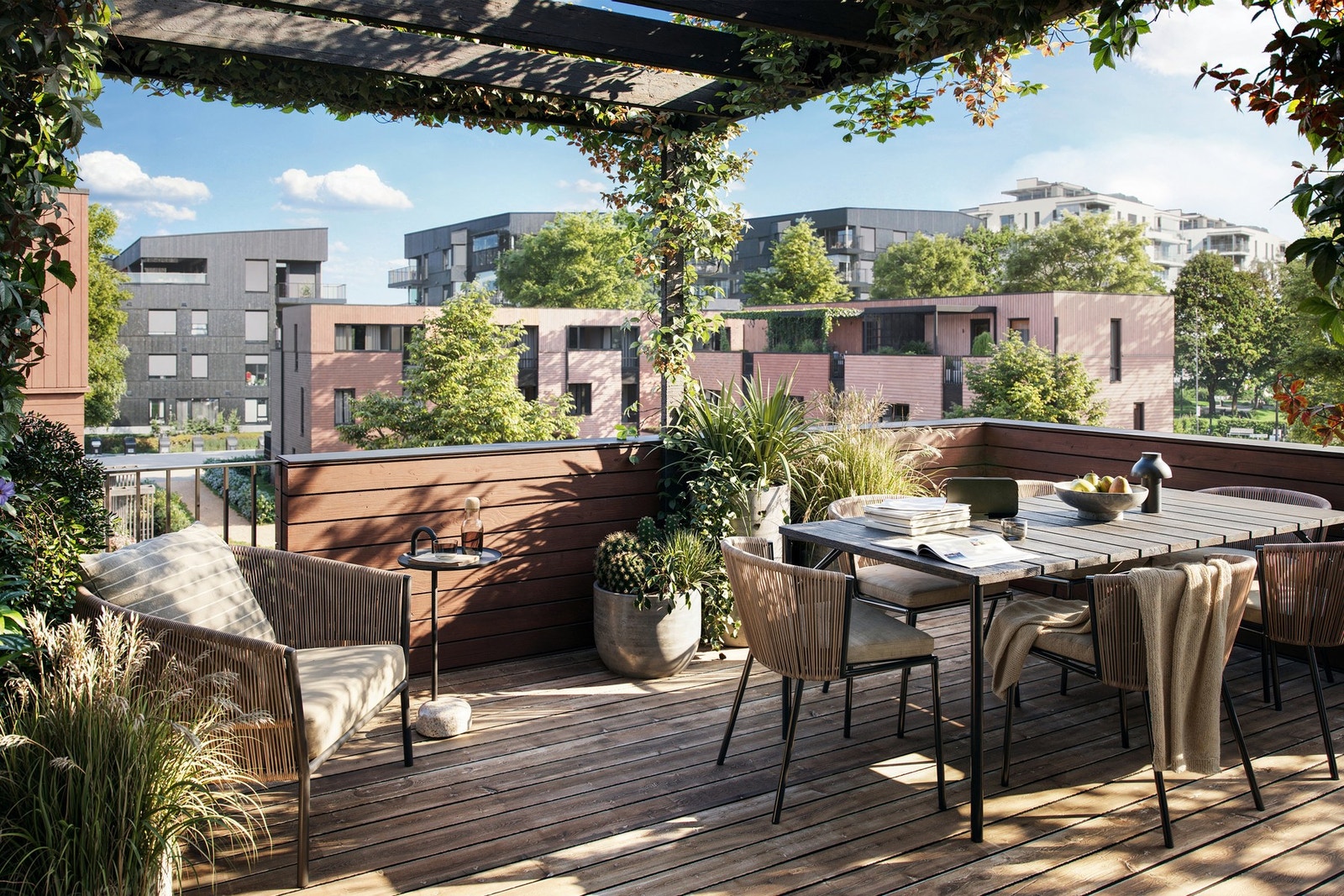 Privat takterrasse og flere solrike uteplasser Galleribilde