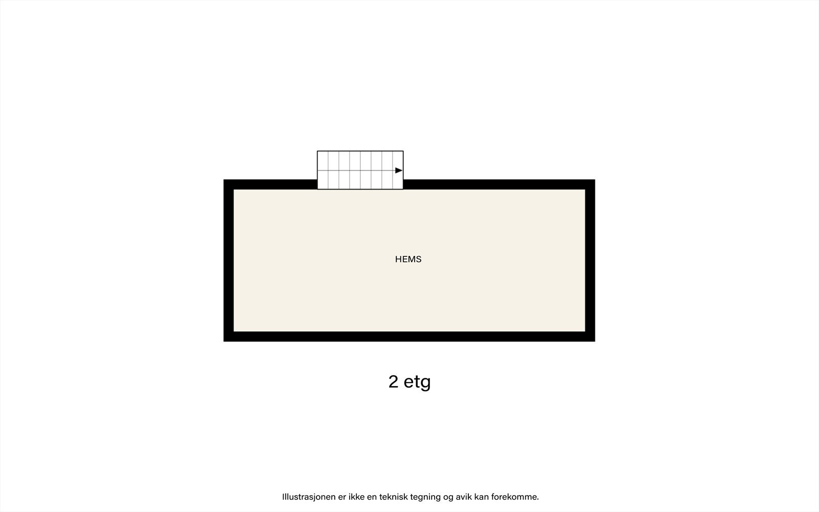 I tillegg har leiligheten en hems med et gulvareal på 16 m². Arealet er ikke måleverdig og rommet er ikke godkjent for varig opphold. Galleribilde